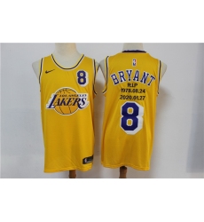 Men Los Angeles Lakers 8 Kobe Bryant Yellow Nike R.I.P Swingman Fashion Jersey