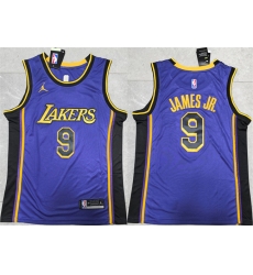 Men Los Angeles Lakers 9 Bronny James Jr  Purple Stitched Basketball Jersey