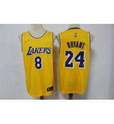 Men Los Angeles Lakers Kobe Bryant Front 8 Back 24 75th Anniversary Yellow Nike Stitched Jersey