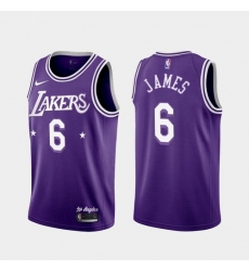Men Los Angeles Lakers LeBron James #6 Jersey Purple City 2021-22