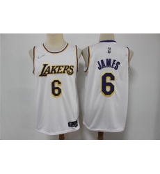 Men Los Angeles Lakers Lebron James 6 75th Anniversary White Nike Stitched Jersey