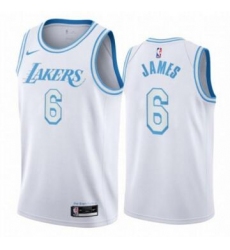 Men Los Angeles Lakers Lebron James 6 Number 2021 2022 City White Jersey