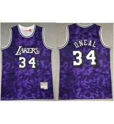 Men Los Angeles Lakers Shaq O'Neal 34 Purple Constellation Edition Hardwood Classic Mitchll Ness NBA Jersey