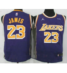 Men Men Los Angeles Lakers 23 LeBron James Purple 2021 Brand Jordan Swingman Stitched 