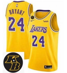 Men Nike 2020 Los Angeles Lakers 24 Kobe Bryant Yellow Stitched Swinman NBA stitched KB patch Jersey