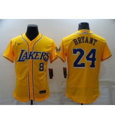 Men Nike Los Angeles Lakers #8 Kobe Bryant Yellow Baseball Flex Base Jersey