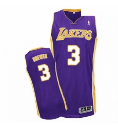 Mens Adidas Los Angeles Lakers 3 Corey Brewer Authentic Purple Road NBA Jersey 