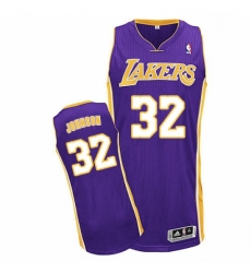 Mens Adidas Los Angeles Lakers 32 Magic Johnson Authentic Purple Road NBA Jersey
