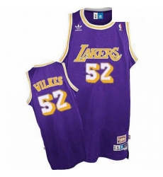 Mens Adidas Los Angeles Lakers 52 Jamaal Wilkes Swingman Purple Throwback NBA Jersey