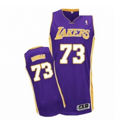 Mens Adidas Los Angeles Lakers 73 Dennis Rodman Authentic Purple Road NBA Jersey