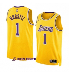 Men's Los Angeles Lakers #1 D’Angelo Russell Yellow Stitched Basketball Jersey