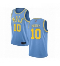 Mens Los Angeles Lakers 10 Jared Dudley Authentic Blue Hardwood Classics Basketball Jersey 