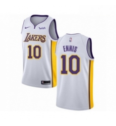 Mens Los Angeles Lakers 10 Tyler Ennis Authentic White Basketball Jersey Association Edition