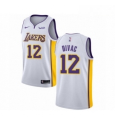 Mens Los Angeles Lakers 12 Vlade Divac Authentic White Basketball Jersey Association Edition