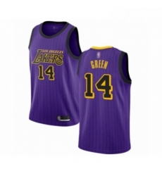 Mens Los Angeles Lakers 14 Danny Green Authentic Purple Basketball Jersey City Edition 