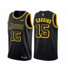 Mens Los Angeles Lakers 15 DeMarcus Cousins Authentic Black City Edition Basketball Jersey 