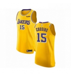 Mens Los Angeles Lakers 15 DeMarcus Cousins Authentic Gold Basketball Jersey Icon Edition 