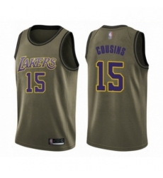 Mens Los Angeles Lakers 15 DeMarcus Cousins Swingman Green Salute to Service Basketball Jersey 