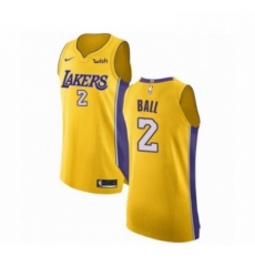 Mens Los Angeles Lakers 2 Lonzo Ball Authentic Gold Home Basketball Jersey Icon Edition