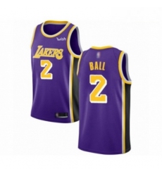 Mens Los Angeles Lakers 2 Lonzo Ball Authentic Purple Basketball Jerseys Icon Edition
