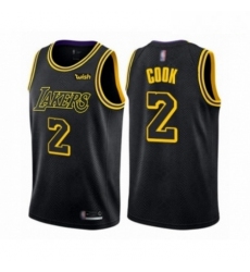 Mens Los Angeles Lakers 2 Quinn Cook Authentic Black City Edition Basketball Jersey 