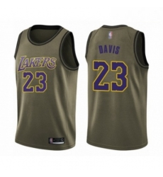 Mens Los Angeles Lakers 23 Anthony Davis Swingman Green Salute to Service Basketball Jersey 