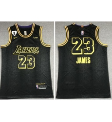 Men's Los Angeles Lakers #23 LeBron James 2020 Black City Edition With GiGi Patch Stitched NBA Jersey