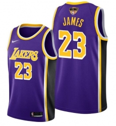 Men's Los Angeles Lakers #23 LeBron James 2020 Purple Finals Stitched NBA Jersey