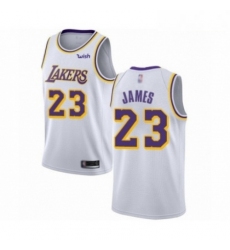 Mens Los Angeles Lakers 23 LeBron James Authentic White Basketball Jerseys Association Edition 