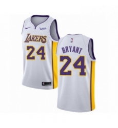 Mens Los Angeles Lakers 24 Kobe Bryant Authentic White Basketball Jersey Association Edition