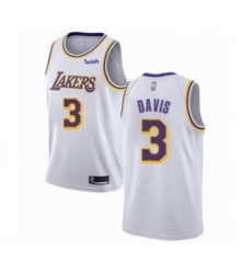 Mens Los Angeles Lakers 3 Anthony Davis Authentic White Basketball Jersey Association Edition 