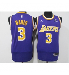 Men's Los Angeles Lakers #3 Anthony Davis Purple 75th Anniversary Stitched Basketball Jersey