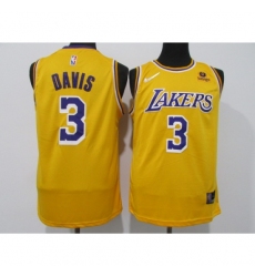 Men's Los Angeles Lakers #3 Anthony Davis Yellow 75th Anniversary Stitched Basketball Jersey