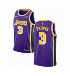 Mens Los Angeles Lakers 3 Corey Brewer Authentic Purple Basketball Jerseys Icon Edition 