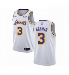 Mens Los Angeles Lakers 3 Corey Brewer Authentic White Basketball Jersey Association Edition 