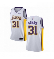Mens Los Angeles Lakers 31 Kurt Rambis Authentic White Basketball Jersey Association Edition
