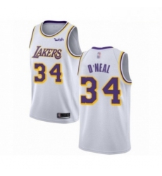 Mens Los Angeles Lakers 34 Shaquille ONeal Authentic White Basketball Jerseys Association Editi