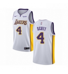 Mens Los Angeles Lakers 4 Byron Scott Authentic White Basketball Jersey Association Edition