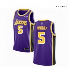 Mens Los Angeles Lakers 5 Robert Horry Authentic Purple Basketball Jerseys Icon Edition