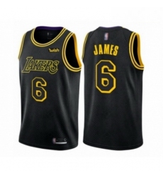 Mens Los Angeles Lakers 6 LeBron James Authentic Black City Edition Basketball Jersey 