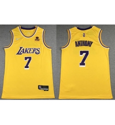 Men's Los Angeles Lakers #7 Carmelo Anthony 2021 22 City Edition Yellow Stitched Jersey