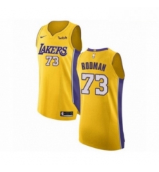 Mens Los Angeles Lakers 73 Dennis Rodman Authentic Gold Home Basketball Jersey Icon Edition