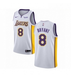Mens Los Angeles Lakers 8 Kobe Bryant Authentic White Basketball Jersey Association Edition