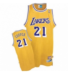 Mens Mitchell and Ness Los Angeles Lakers 21 Michael Cooper Authentic Gold Throwback NBA Jersey