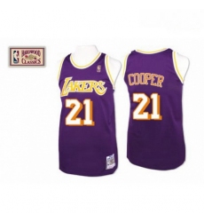 Mens Mitchell and Ness Los Angeles Lakers 21 Michael Cooper Swingman Purple Throwback NBA Jersey