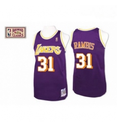 Mens Mitchell and Ness Los Angeles Lakers 31 Kurt Rambis Authentic Purple Throwback NBA Jersey