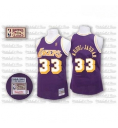 Mens Mitchell and Ness Los Angeles Lakers 33 Abdul Jabbar Authentic Purple Throwback NBA Jersey