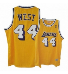 Mens Mitchell and Ness Los Angeles Lakers 44 Jerry West Authentic Gold Throwback NBA Jersey