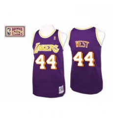 Mens Mitchell and Ness Los Angeles Lakers 44 Jerry West Authentic Purple Throwback NBA Jersey