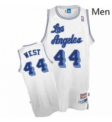 Mens Mitchell and Ness Los Angeles Lakers 44 Jerry West Authentic White Throwback NBA Jersey